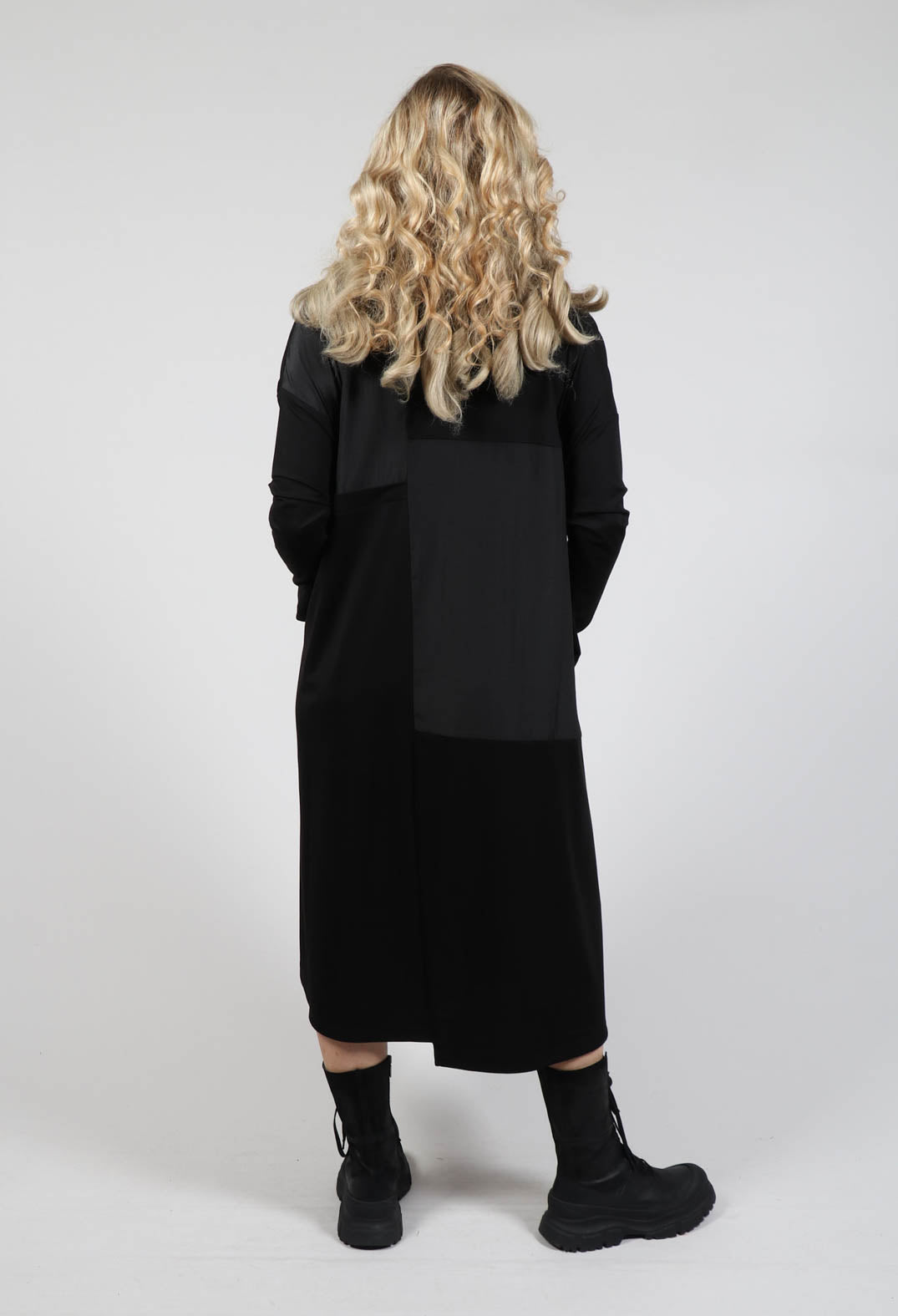 Long Sleeve Dress with Panels in Black
