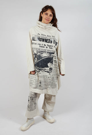 Long Sleeve High Neck Dress in Eraser Print