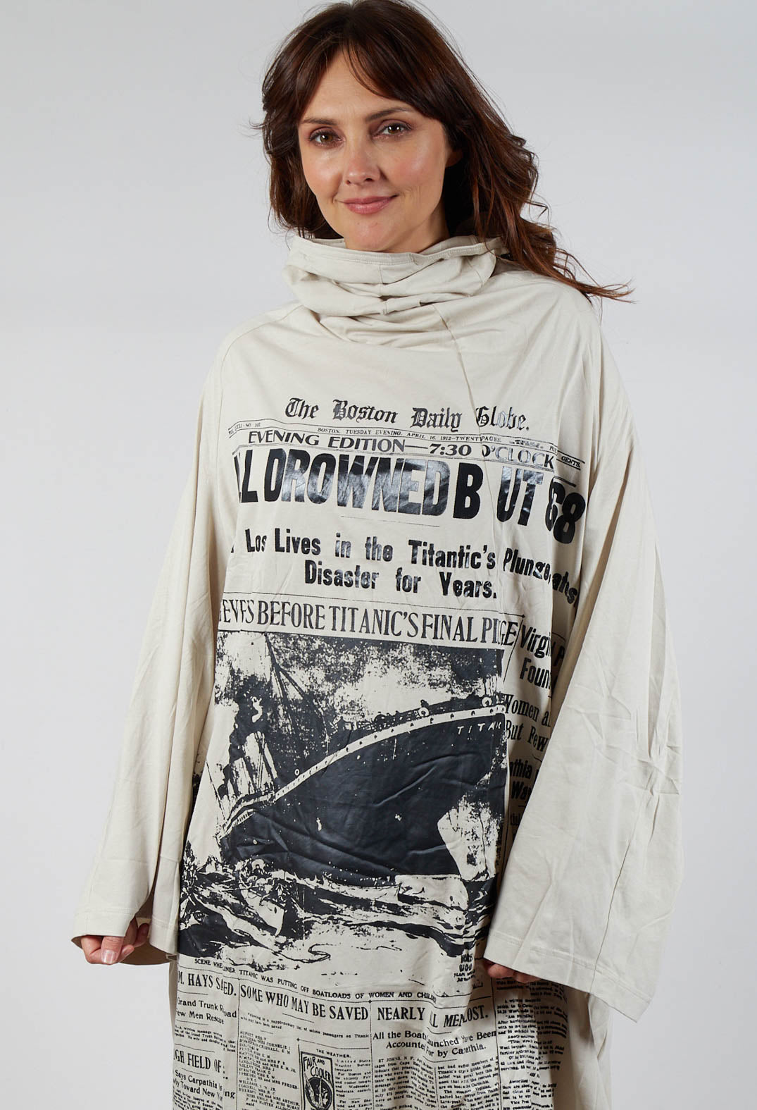 Long Sleeve High Neck Dress in Eraser Print