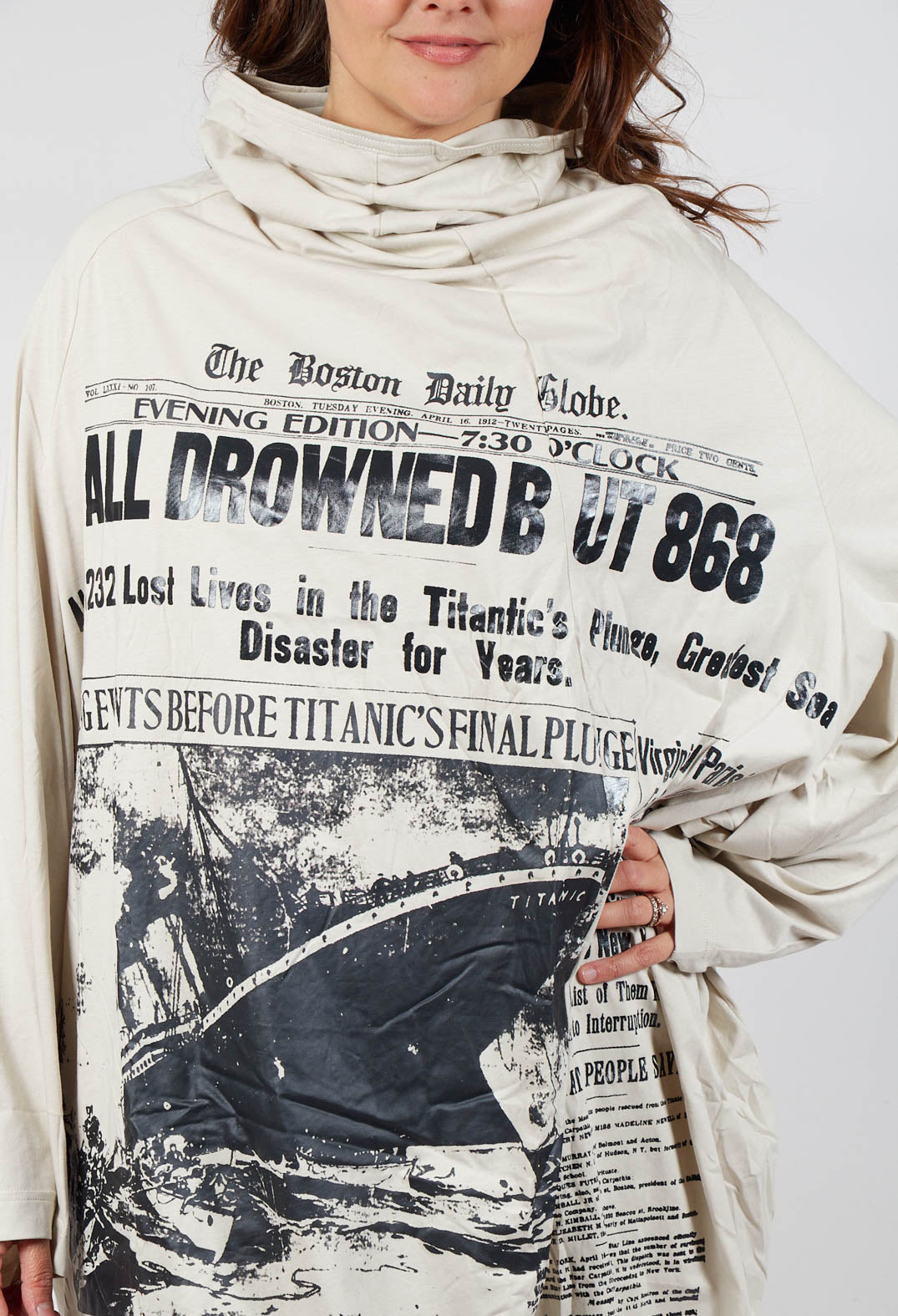 Long Sleeve High Neck Dress in Eraser Print