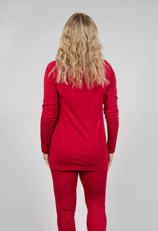 Long Sleeve Jersey Top in Chili
