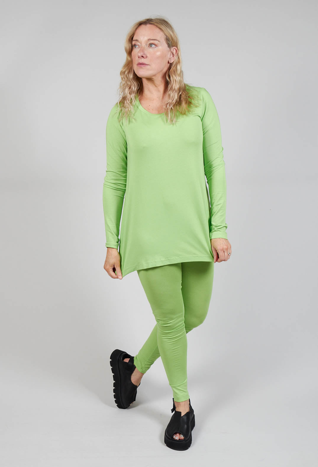 Long Sleeve Jersey Top in Lime