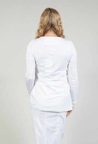 Long Sleeve Jersey Top in White