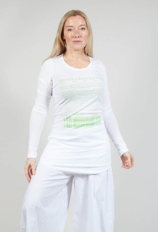 Long Sleeve Jersey Top with Motif in Lime Print