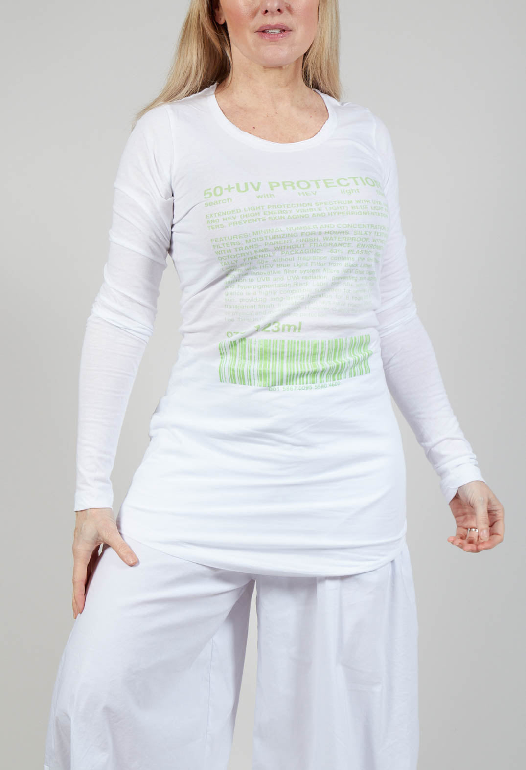 Long Sleeve Jersey Top with Motif in Lime Print