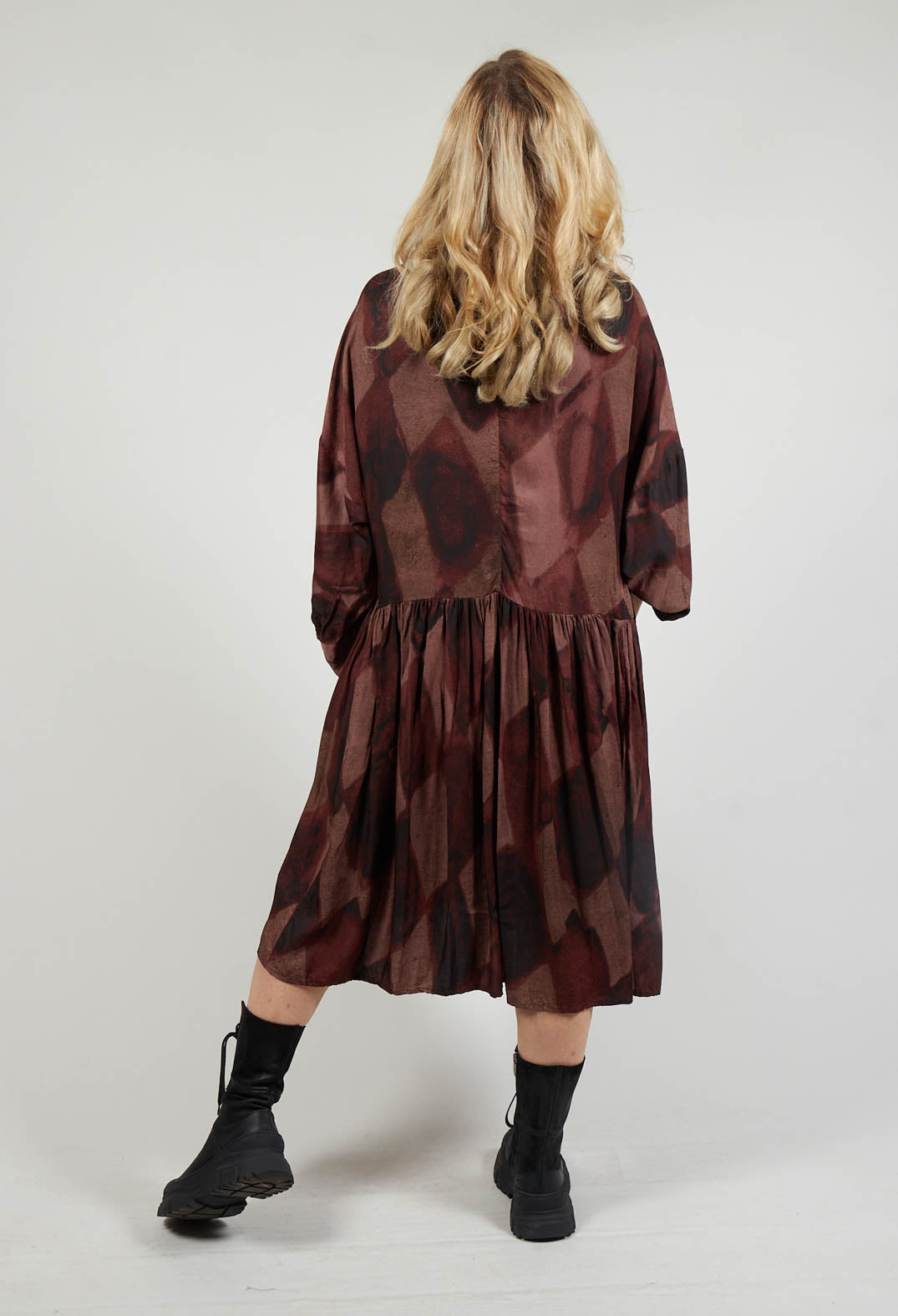 Long Sleeve Shirt Dress in Cappuccino Check