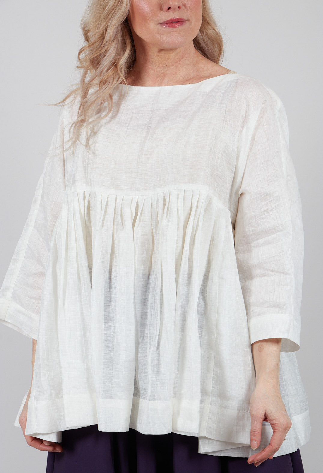 Long Sleeve Smock in Off White