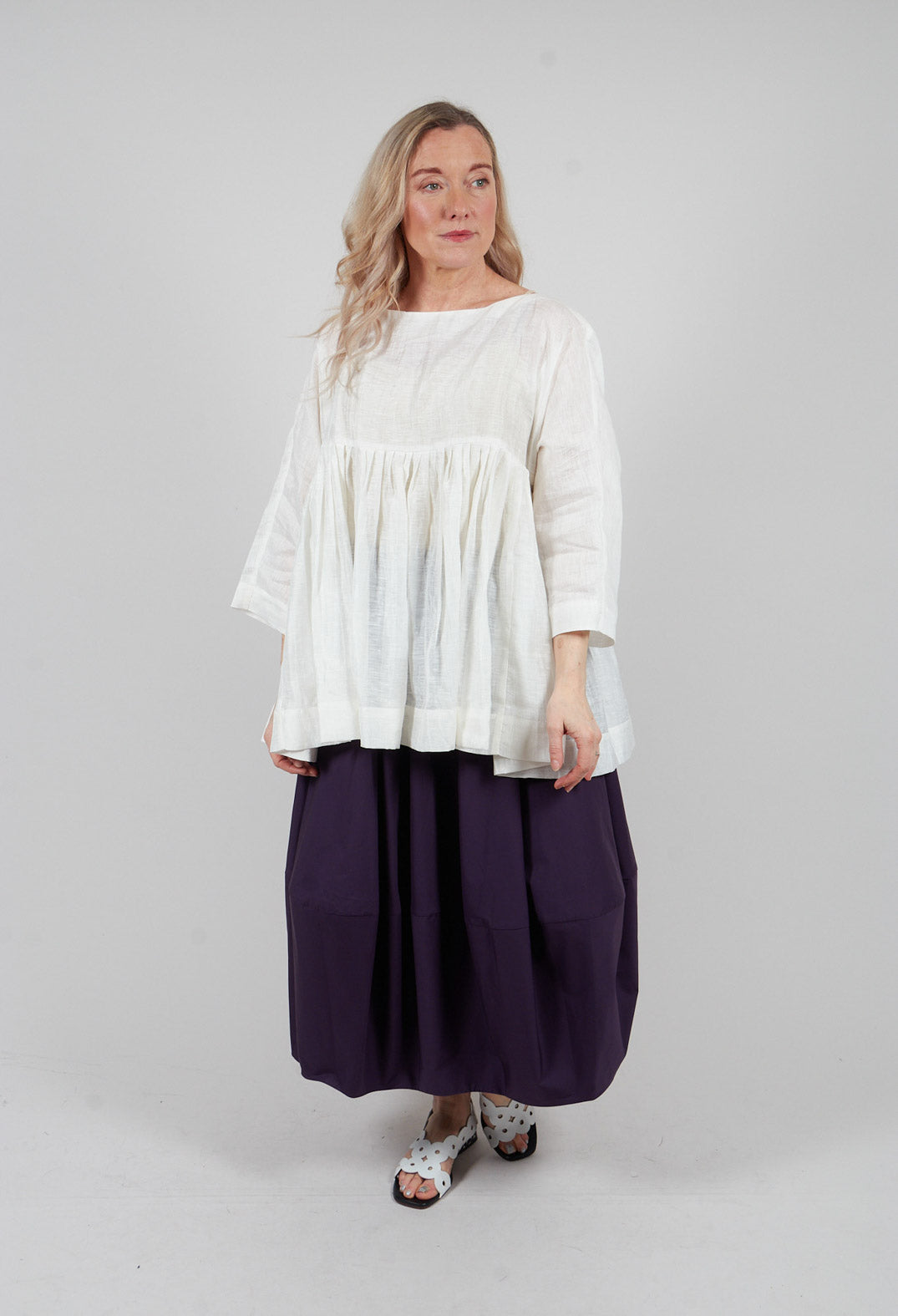 Long Sleeve Smock in Off White