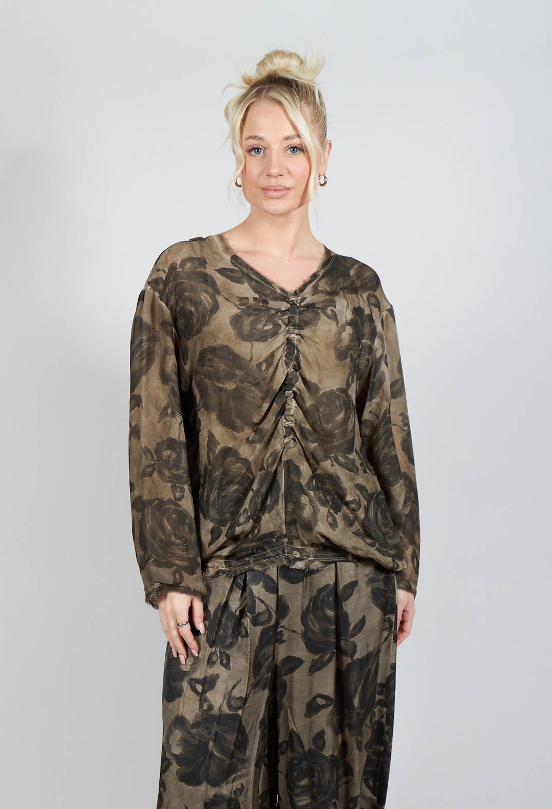Long Sleeve Top in Tinto Freddo Green Tuscany