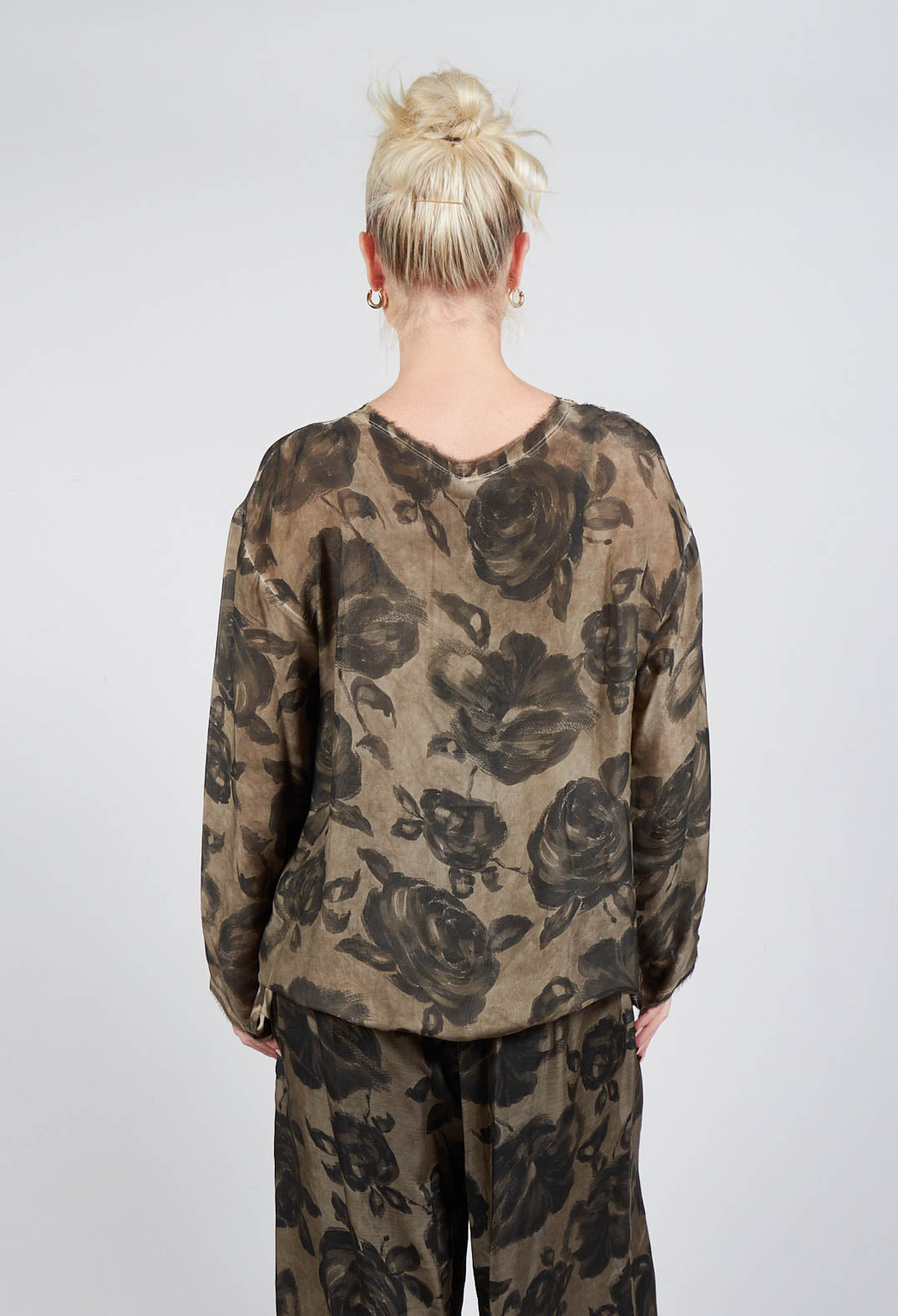 Long Sleeve Top in Tinto Freddo Green Tuscany