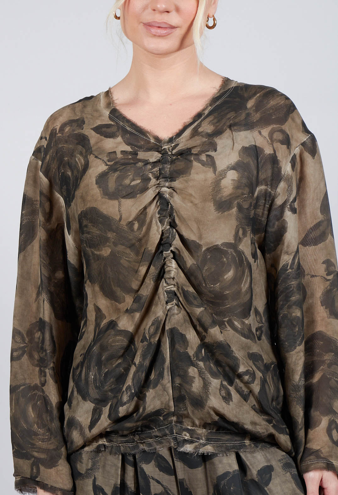 Long Sleeve Top in Tinto Freddo Green Tuscany