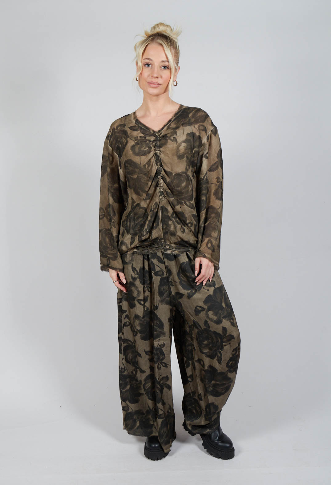Long Sleeve Top in Tinto Freddo Green Tuscany