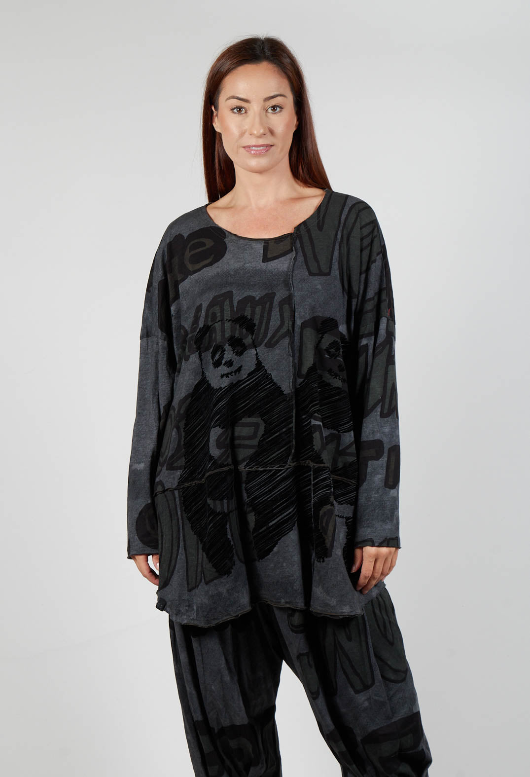 Long Sleeve Tunic Dress in Flock Rock Print