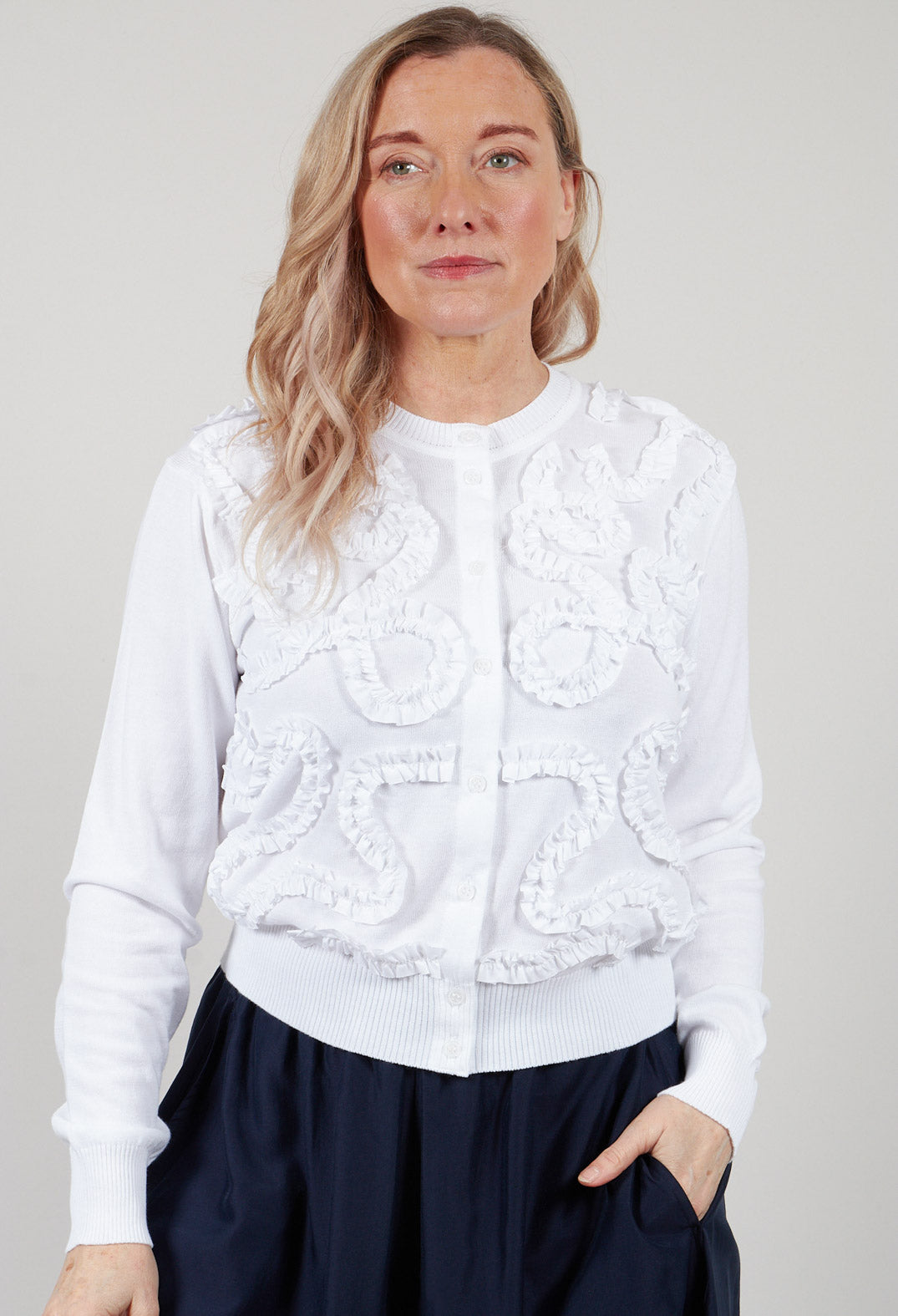 Long Sleeved Cardigan in Off White