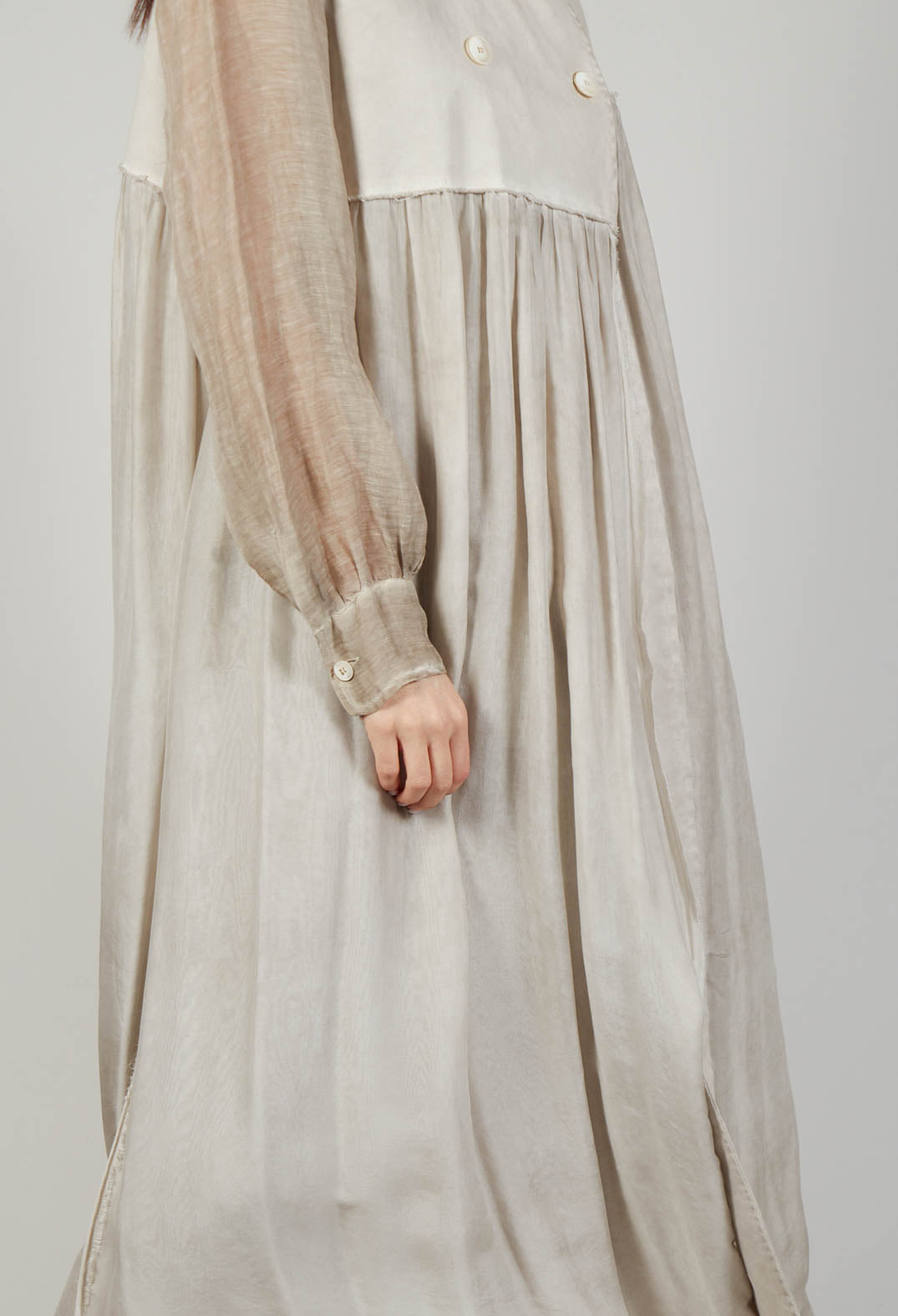 Long Sleeveless Coat in Contone and Viscosa Seta Desert