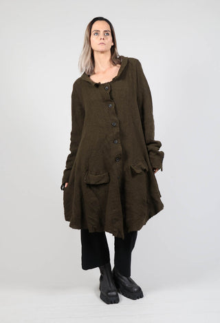 Long Waterfall Button Up Cardigan in Khaki