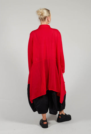 Longline Asymmetric Hem Shirt in Red