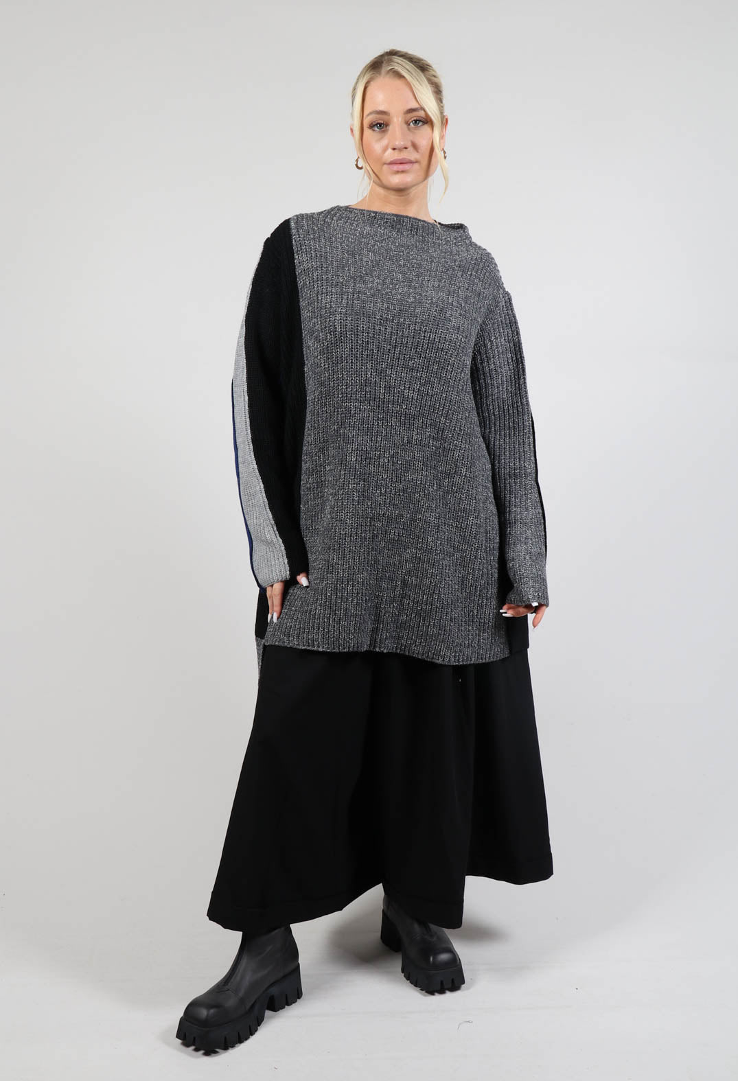 Longline Asymmetric Jumper in Grey – Olivia May