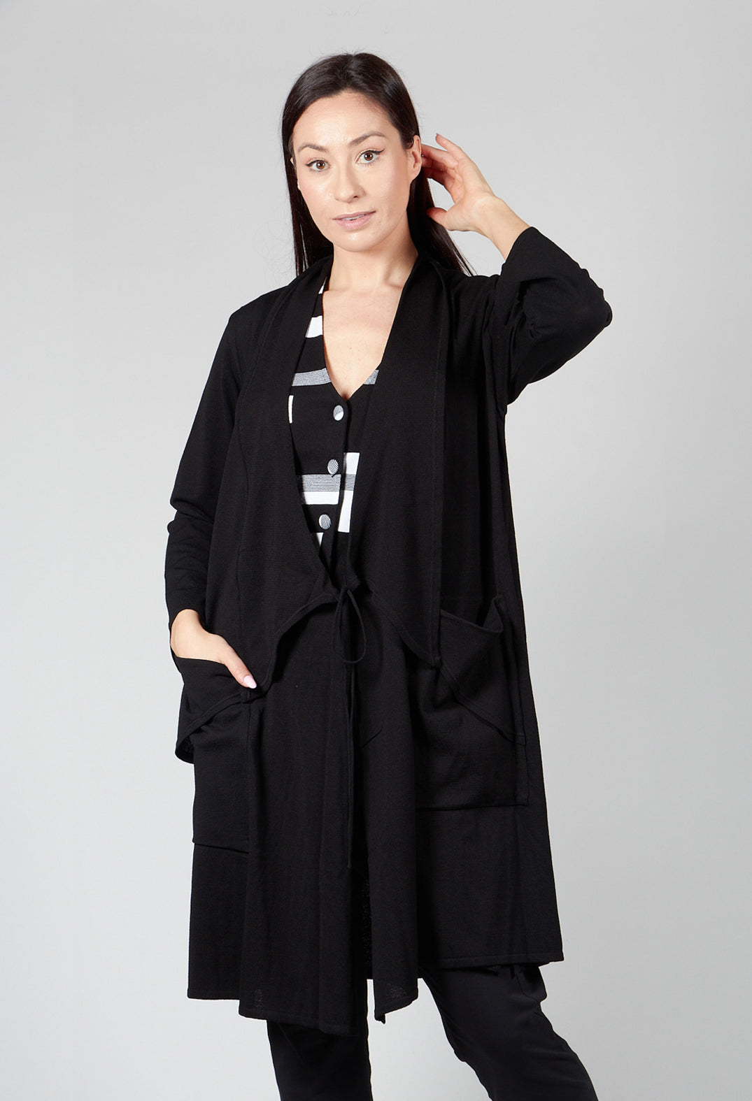 Longline Cardigan Womens Long Black Cardigan With Pockets Longline