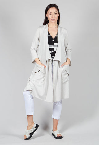 Longline Cardigan with Pockets in Silver