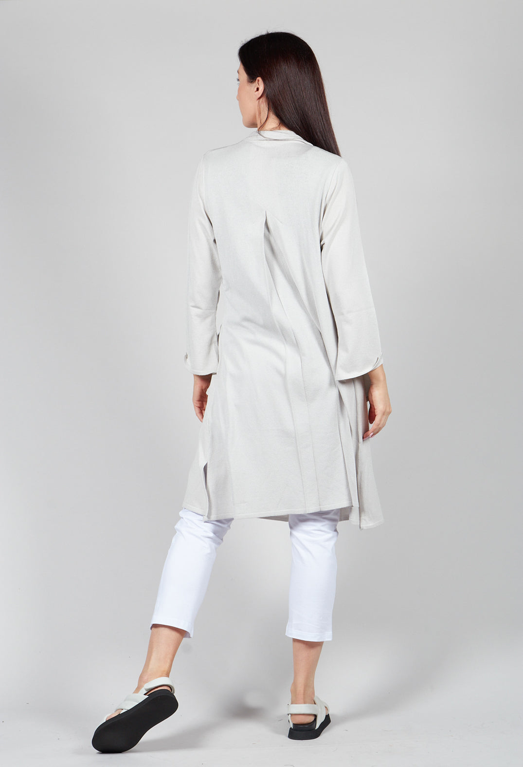 Longline Cardigan with Pockets in Silver