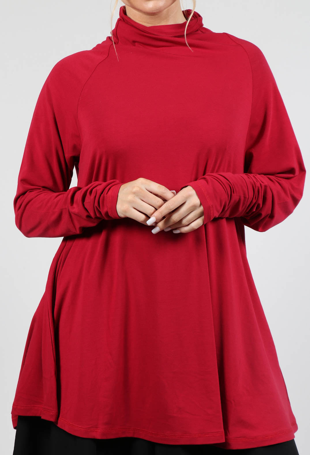 Longline Jersey Top in Red