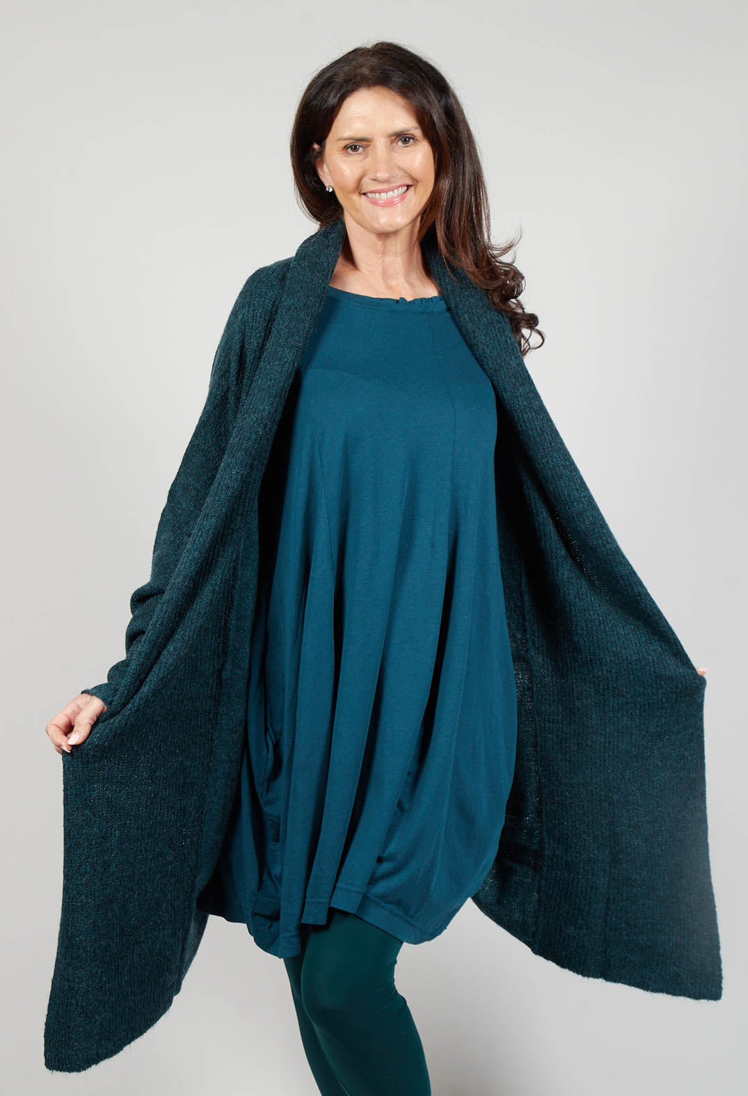 Longline Knitted Cardigan in Forest