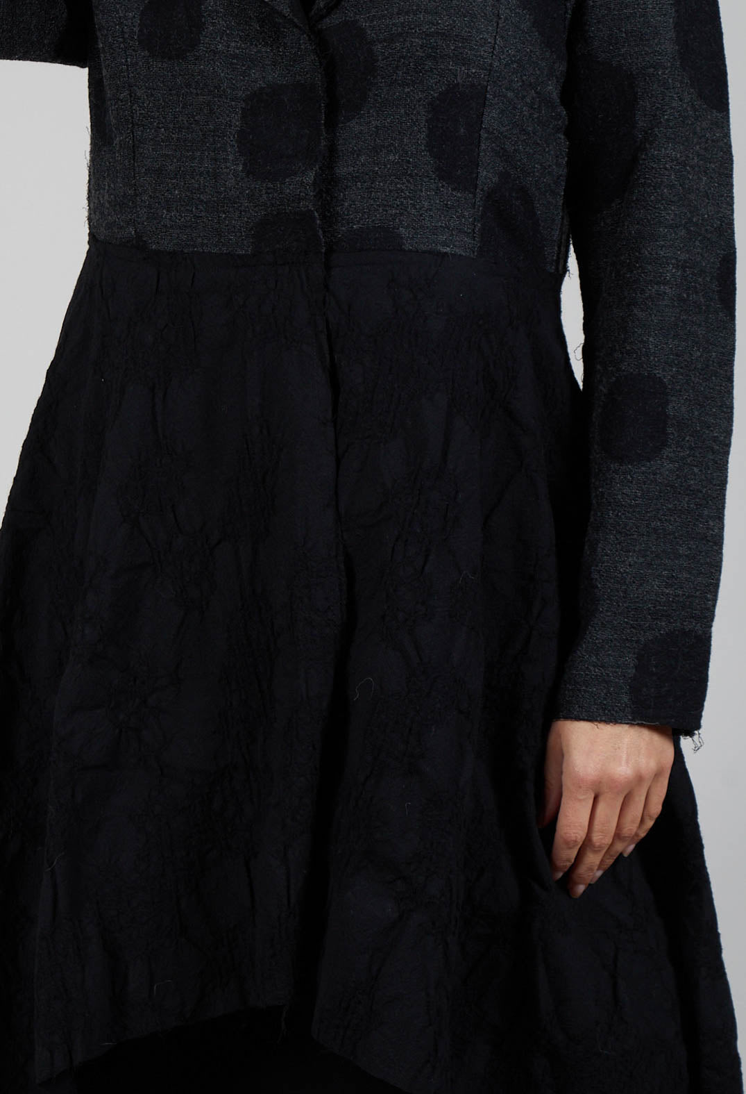 Longline Polka Dot Coat in Charcoal Grey