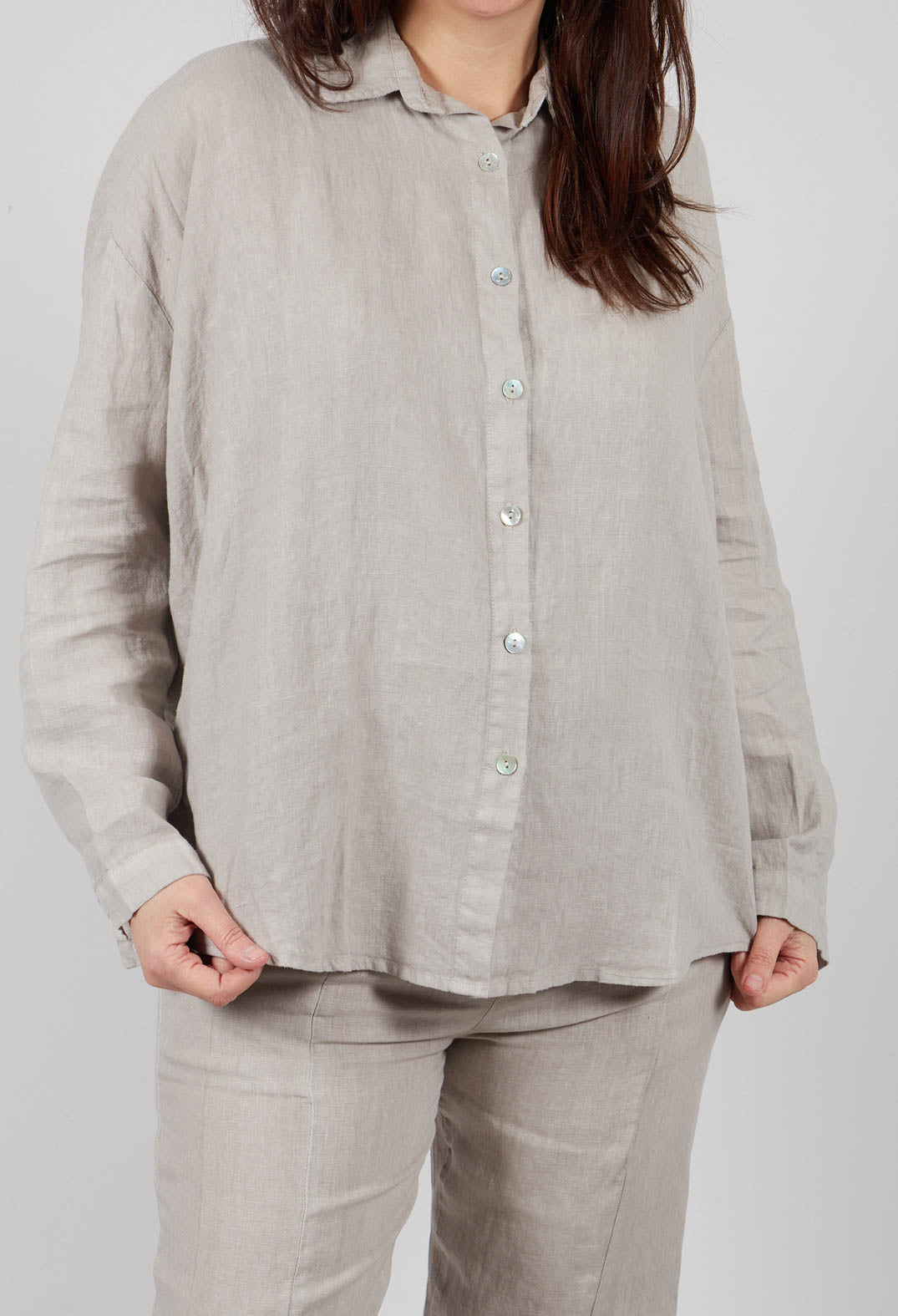 Longline Shirt in Beige