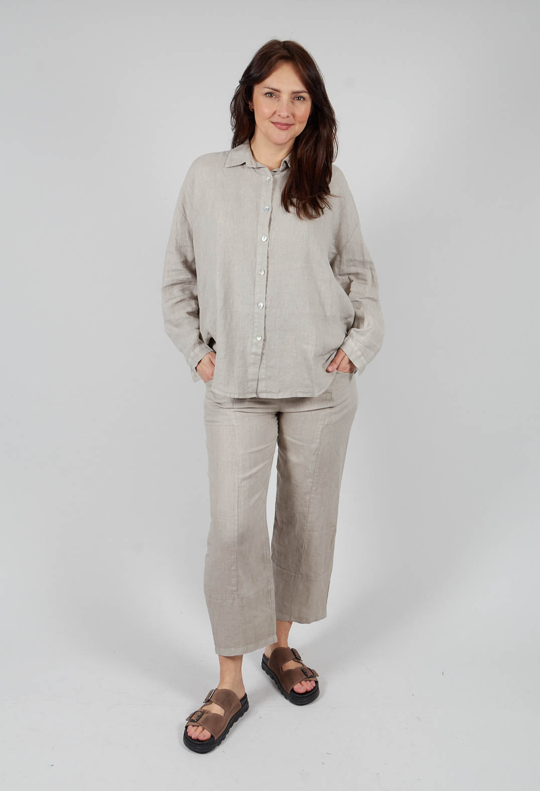 Longline Shirt in Beige