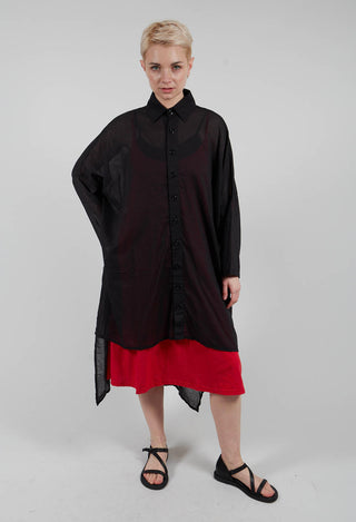 Longline Shirt in Black with White Application