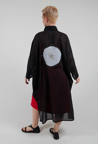 Longline Shirt in Black with White Application