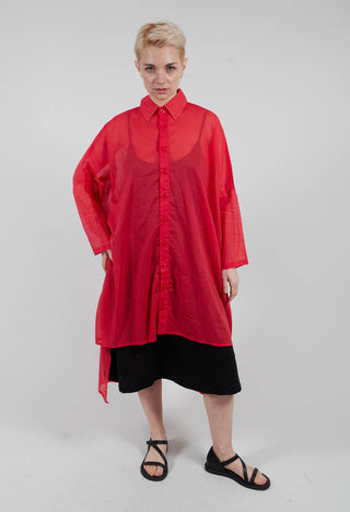 Longline Shirt in Red with White Application