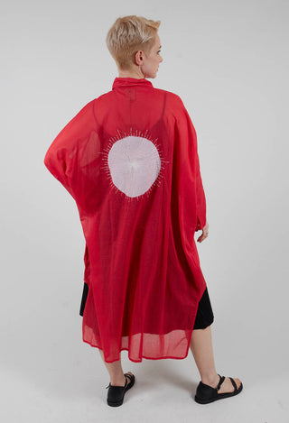 Longline Shirt in Red with White Application