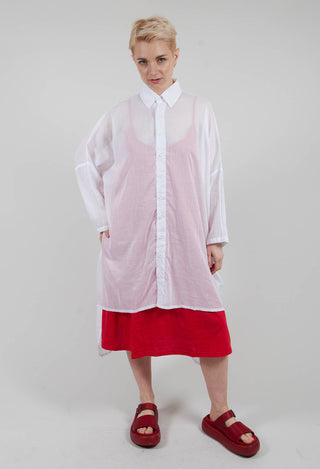 Longline Shirt in White with White Application