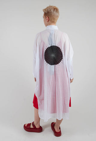 Longline Shirt in White with White Application