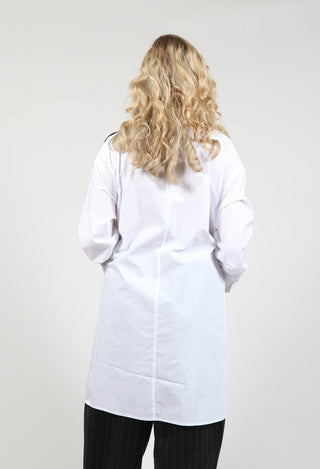 Longline Shirt with Print in White