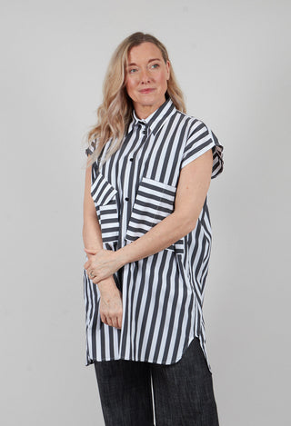 Longline Skirt in Rigato Nero