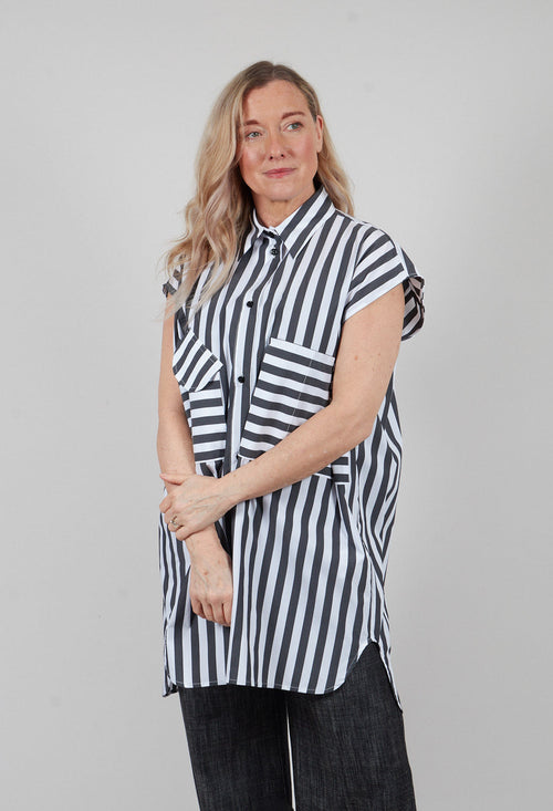 Longline Skirt in Rigato Nero