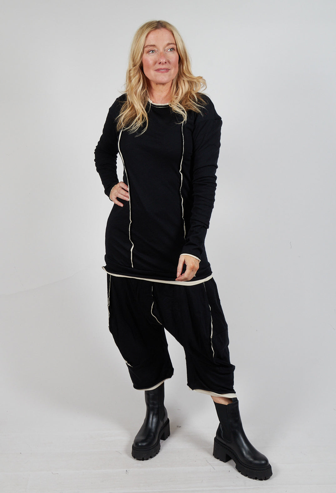 Longline Top in Black Bone