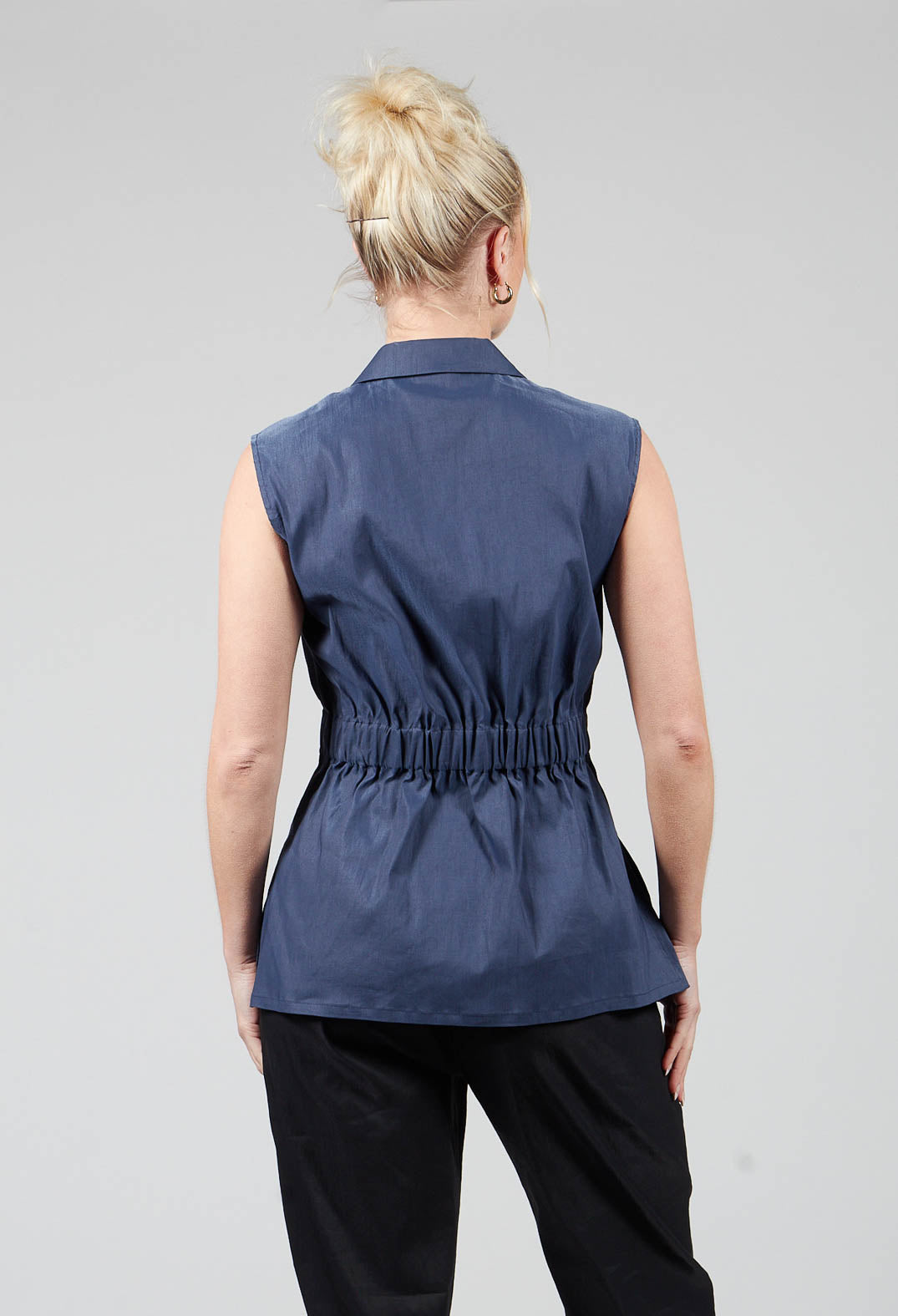 Longline Waistcoat in Midnight Blue