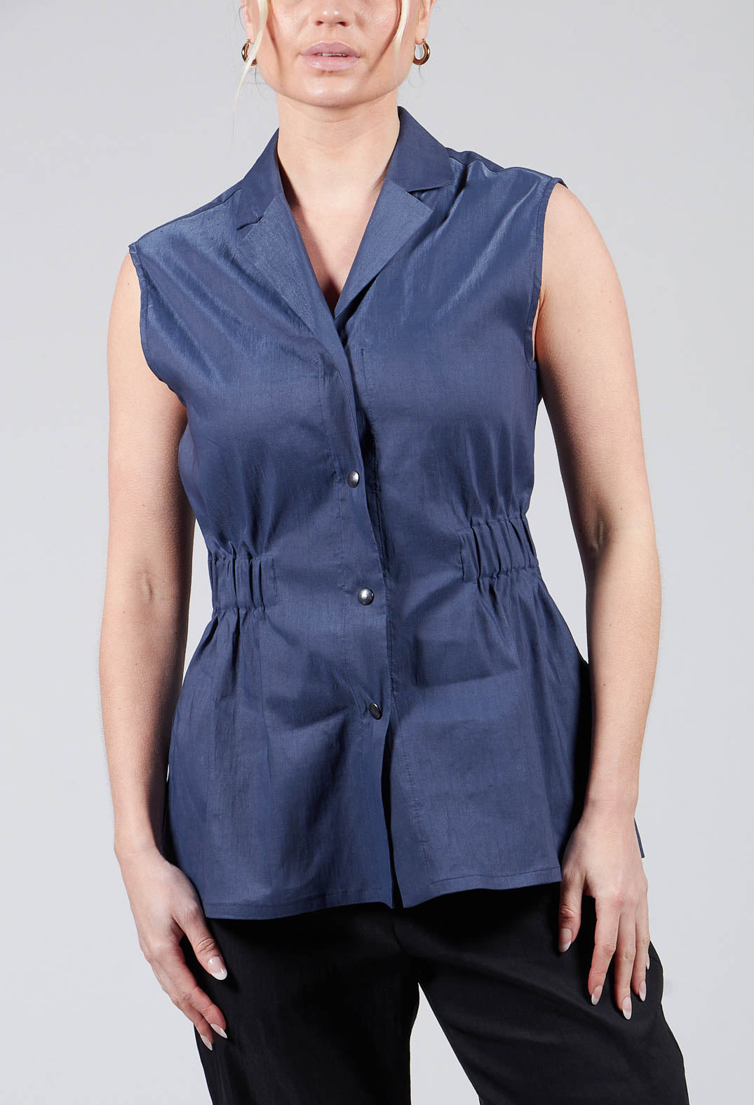 Longline Waistcoat in Midnight Blue