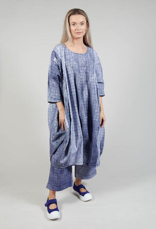 Loose Fit Tulip Hem Dress in Placed Azur Print