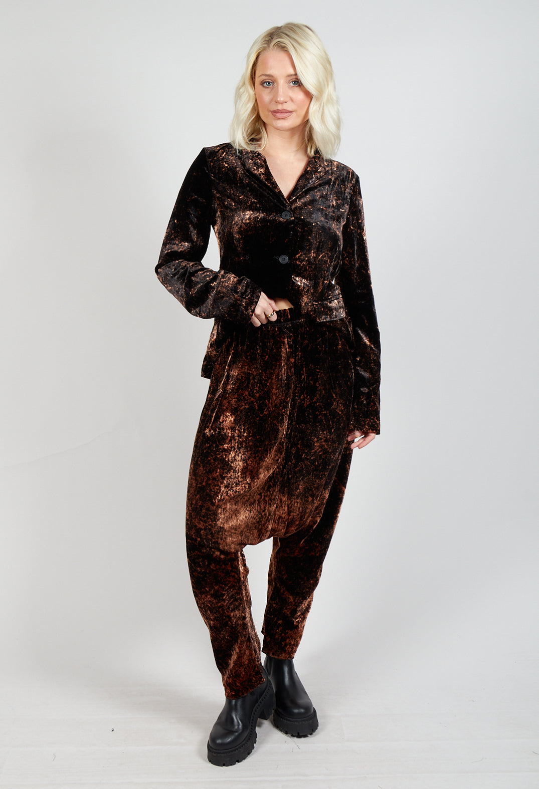 Loose Pull on Trousers in Batiked Caramel
