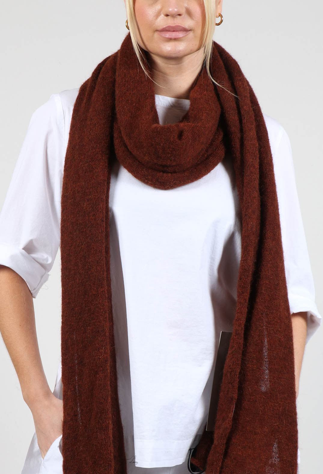 Loose Winter Knit Scarf in Cinnamon