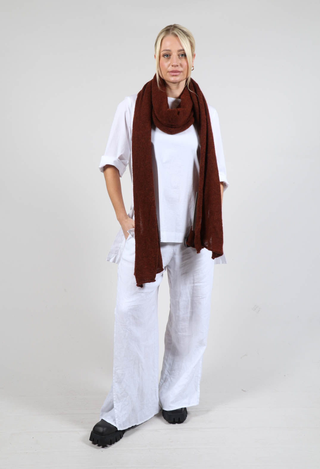 Loose Winter Knit Scarf in Cinnamon