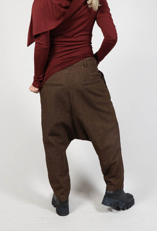 Low Rise Drop Crotch Trousers in Espresso Check