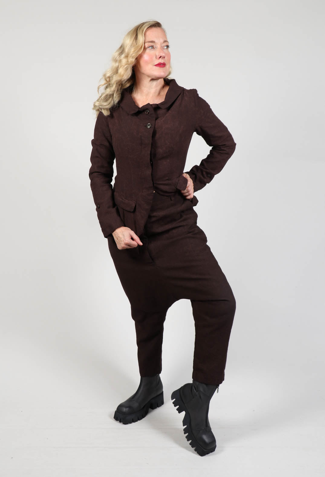Low Rise Drop Crotch Trousers in Rust Check