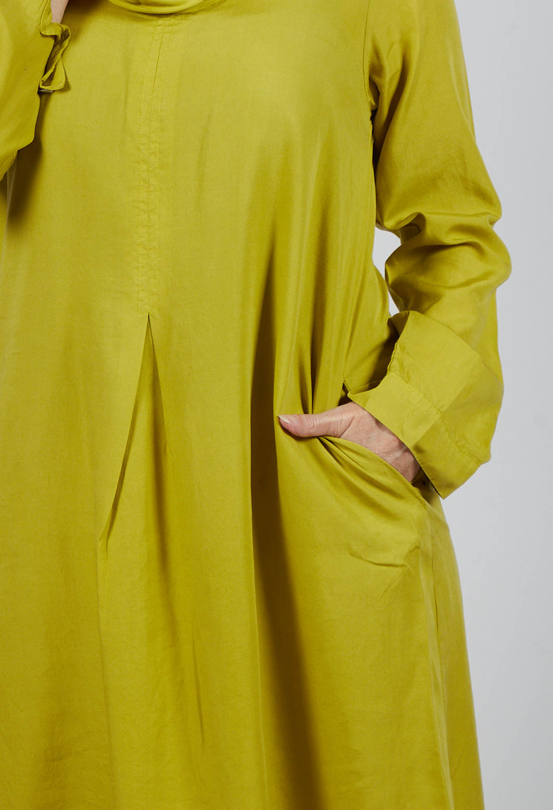 Lyocell Cowl Neck Dress in Acid Green