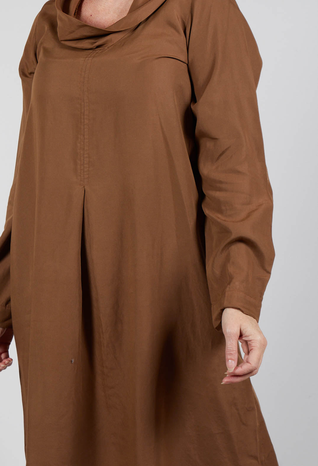 Lyocell Cowl Neck Dress in Acid Tabacco